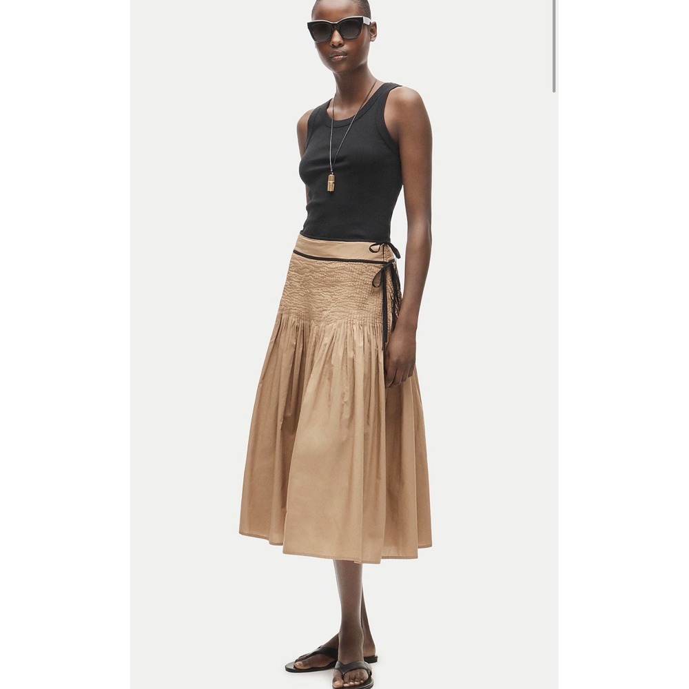 J CREW SIZE 0 Faux side-tie pleated skirt in cotton poplin CU762